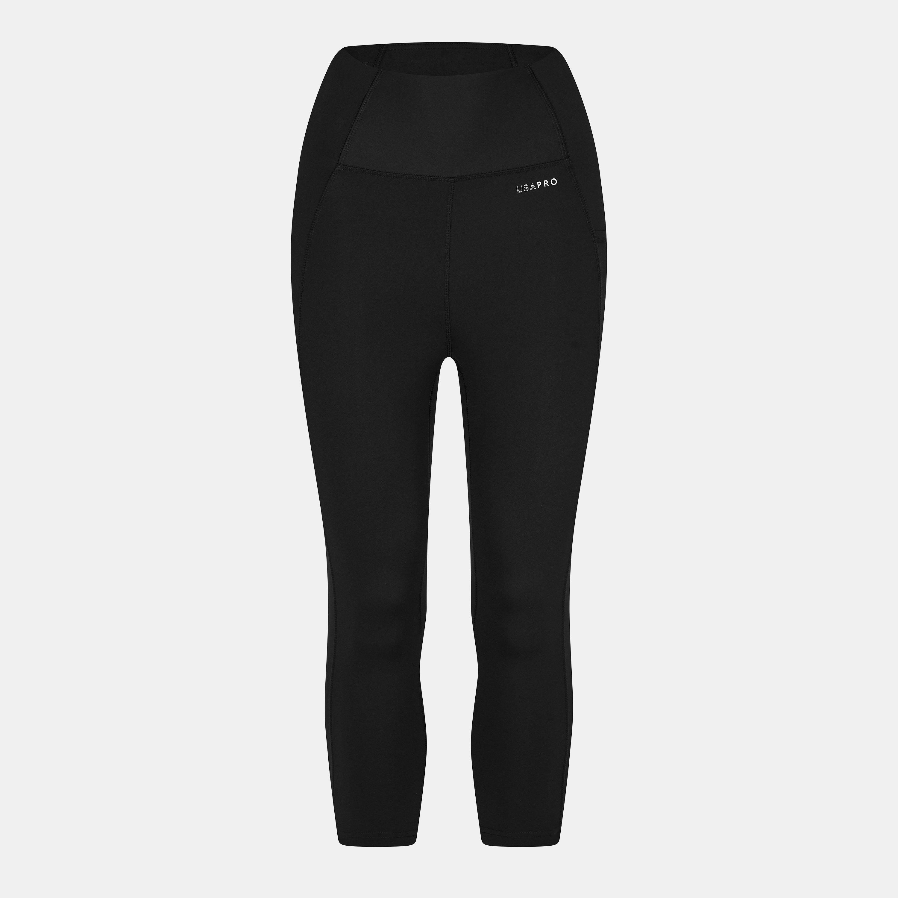 Black - USA Pro - USA Pro High Rise Capri Cropped Leggings Ladies - 1