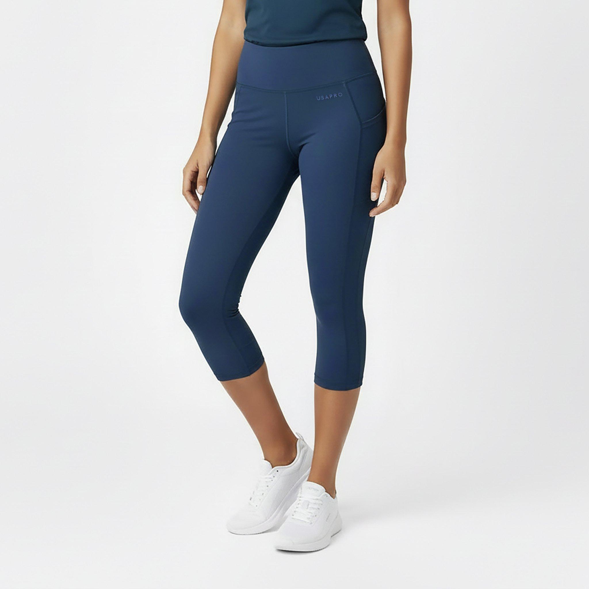 Usa Pro Women's High Rise Capri Cropped Leggings - Navy - 18 (46)