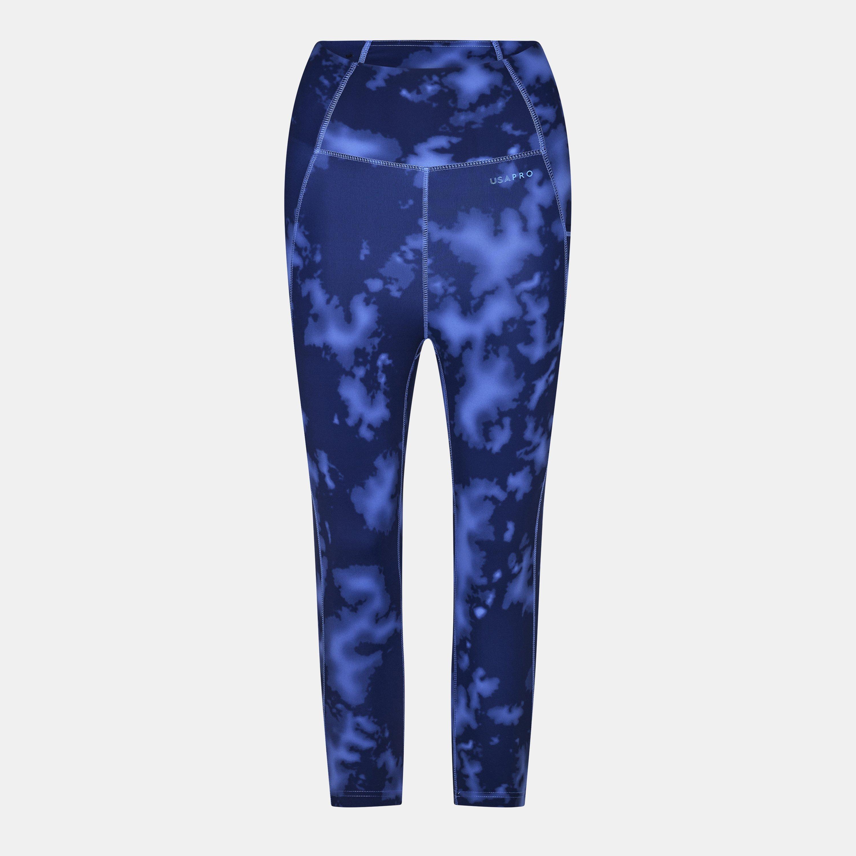 Usa Pro Women's High Rise Capri Cropped Leggings - Navy Acid Dye - 8 (36)