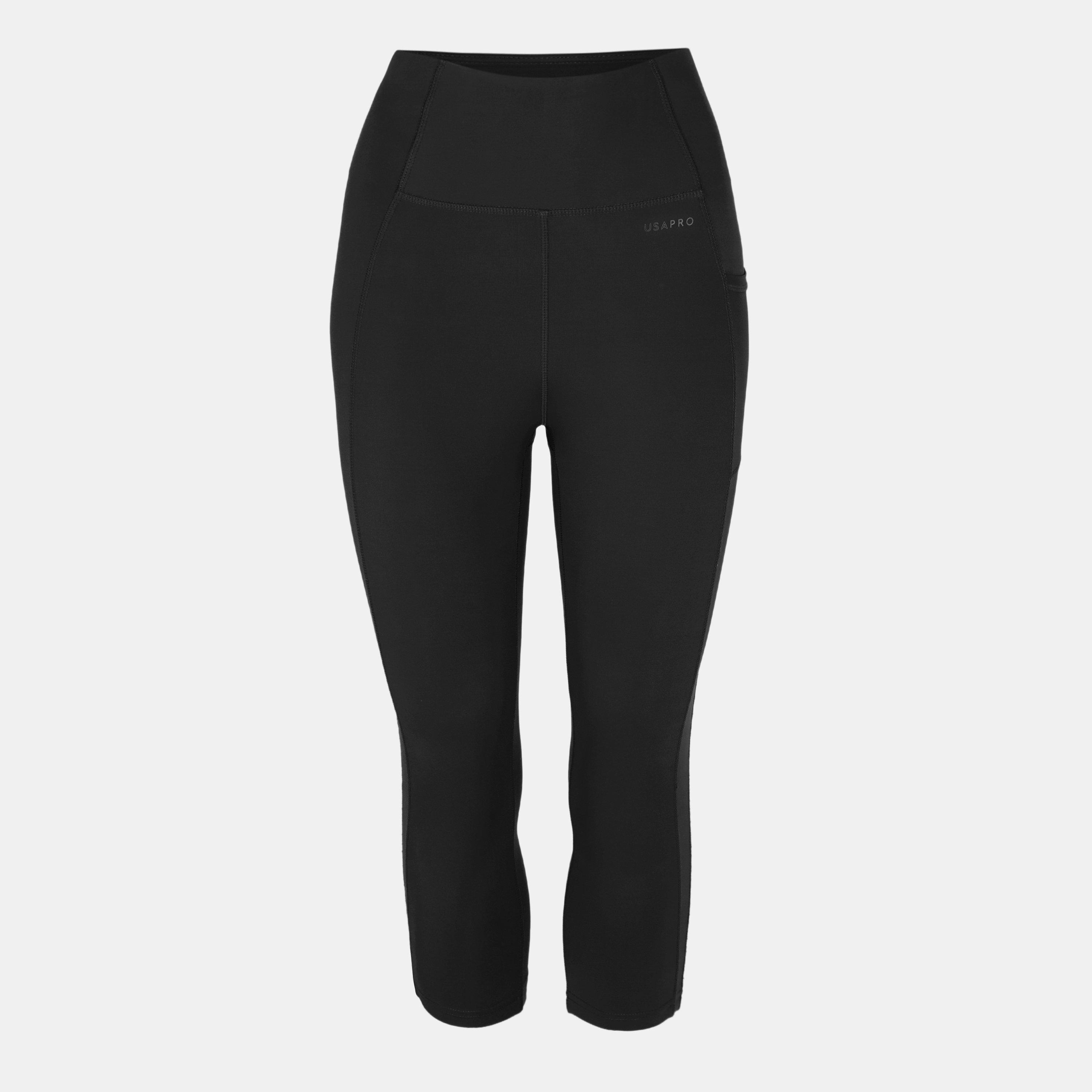 Usa Pro Women's High Rise Capri Cropped Leggings - Charcoal - 8 (36)