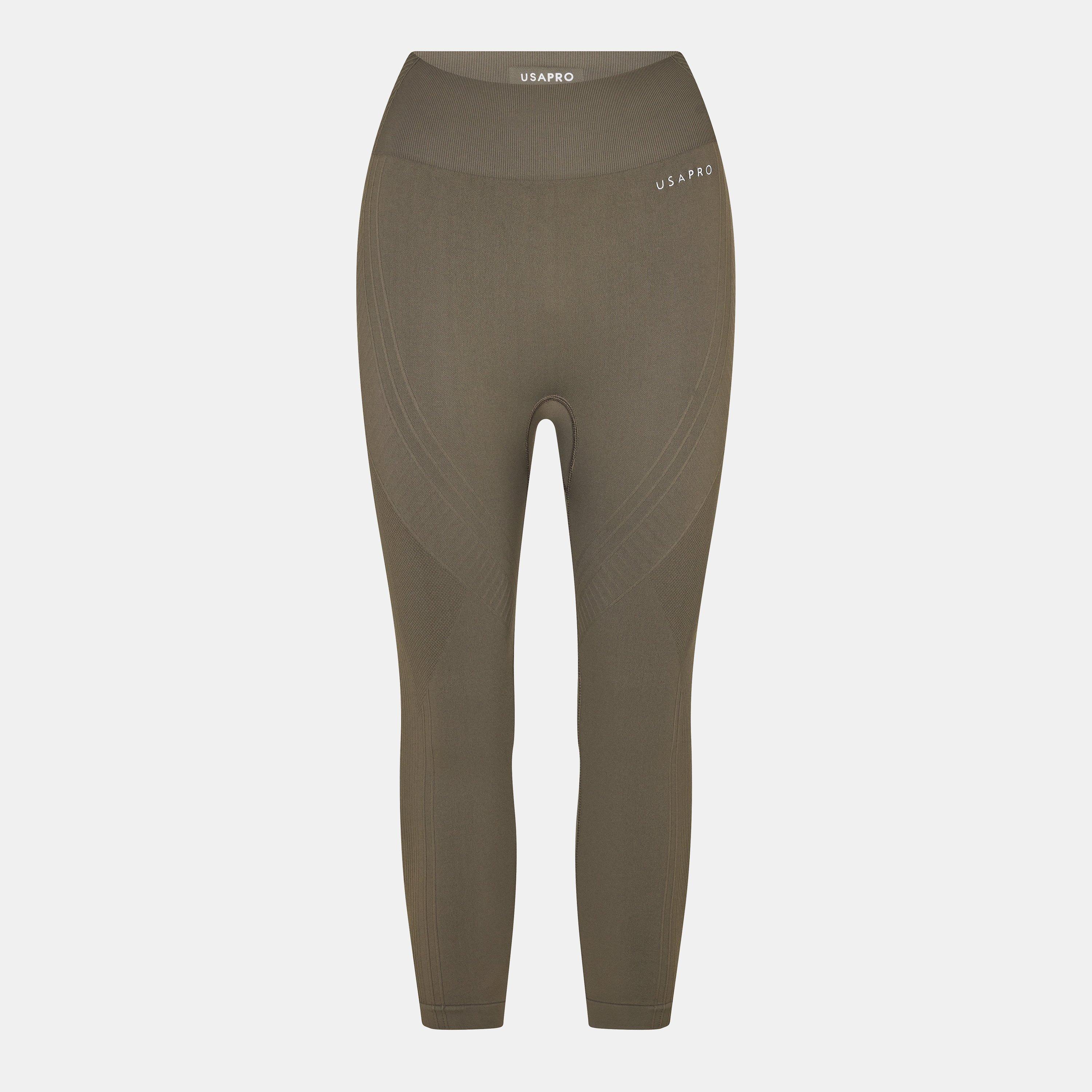 Usa Pro Women's Seamless Capri Cropped Leggings - Warm Ash - 8 (36)