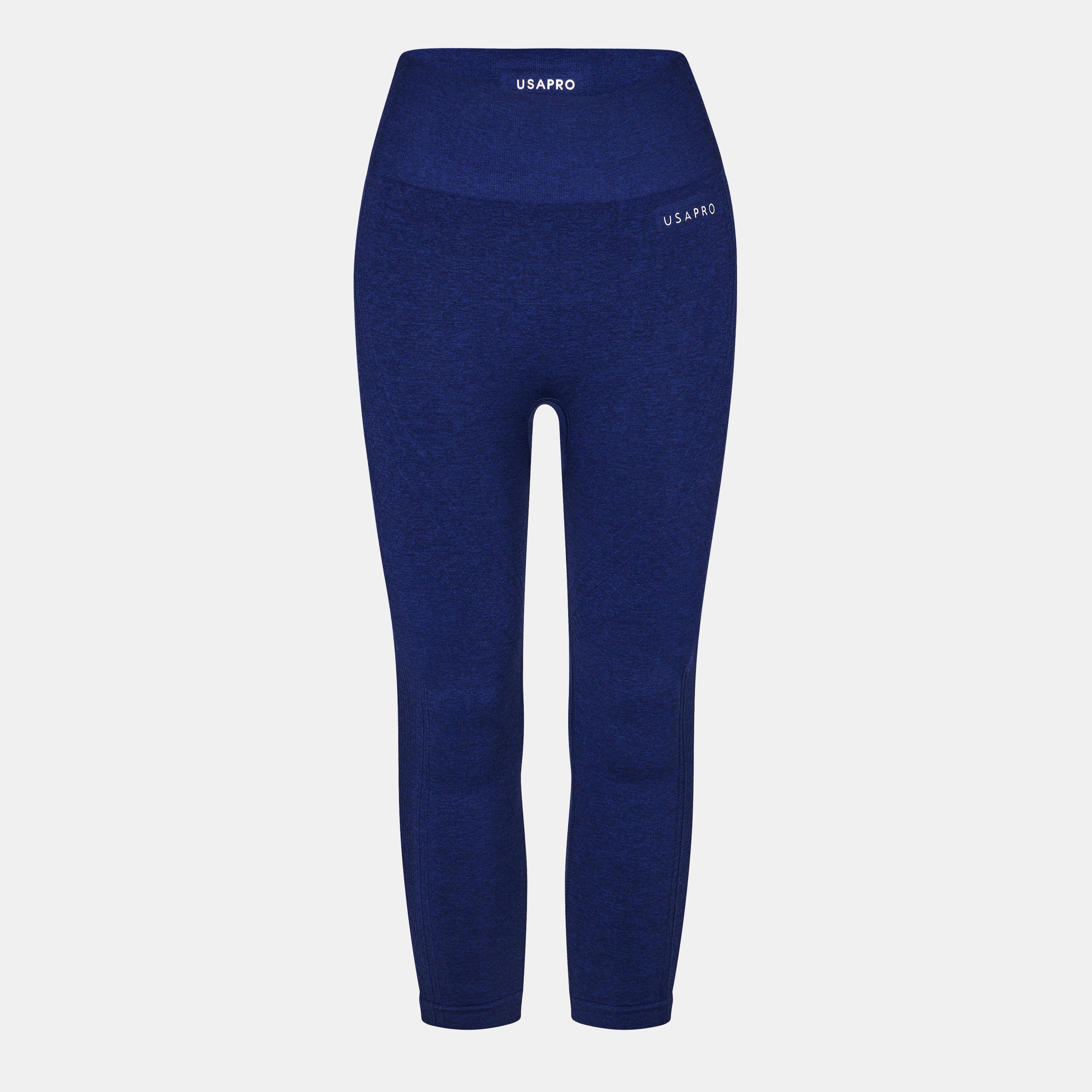 Usa Pro Women's Seamless Capri Cropped Leggings - Navy - 6 (34)