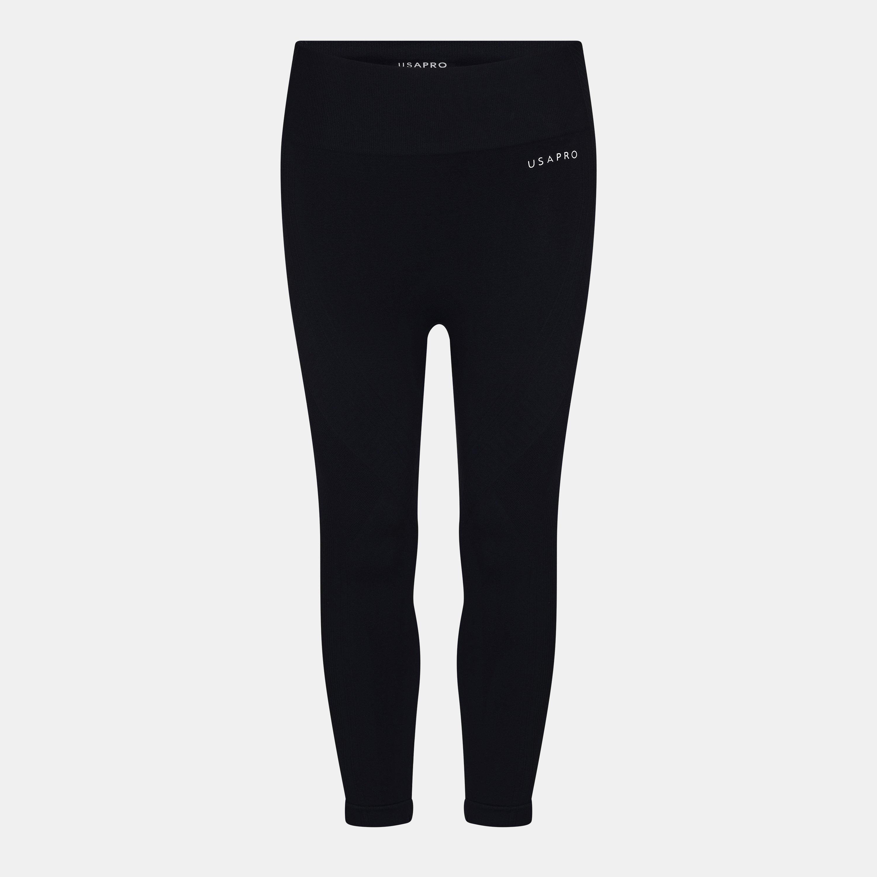 Usa Pro Women's Seamless Capri Cropped Leggings - Black - 8 (36)