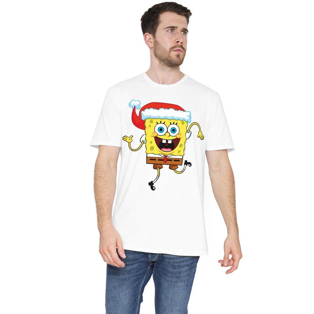 White - Spongebob - Spongebob Squarepants Christmas Santa Hat T-Shirt - 1