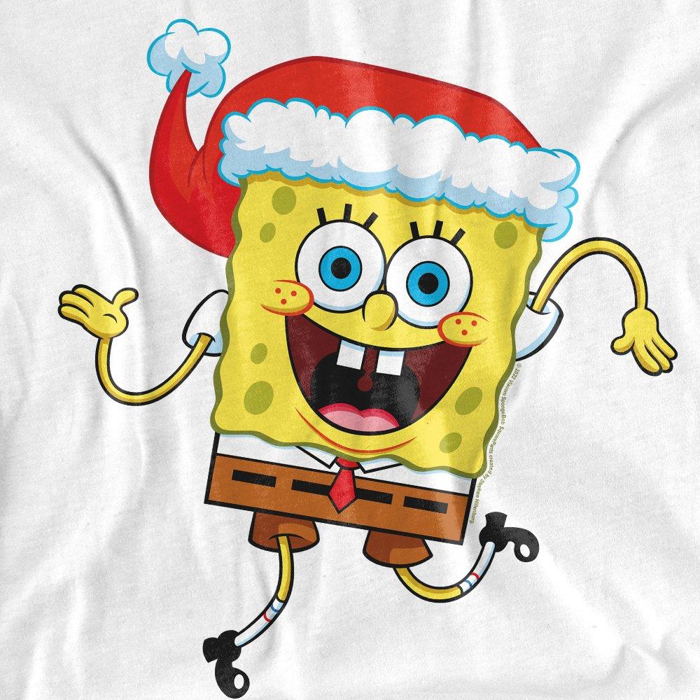 White - Spongebob - Spongebob Squarepants Christmas Santa Hat T-Shirt - 2