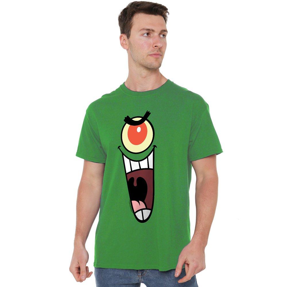 Dark Green - Spongebob - Spongebob Plankton Sinister Face T-Shirt Kelly Gr - 1