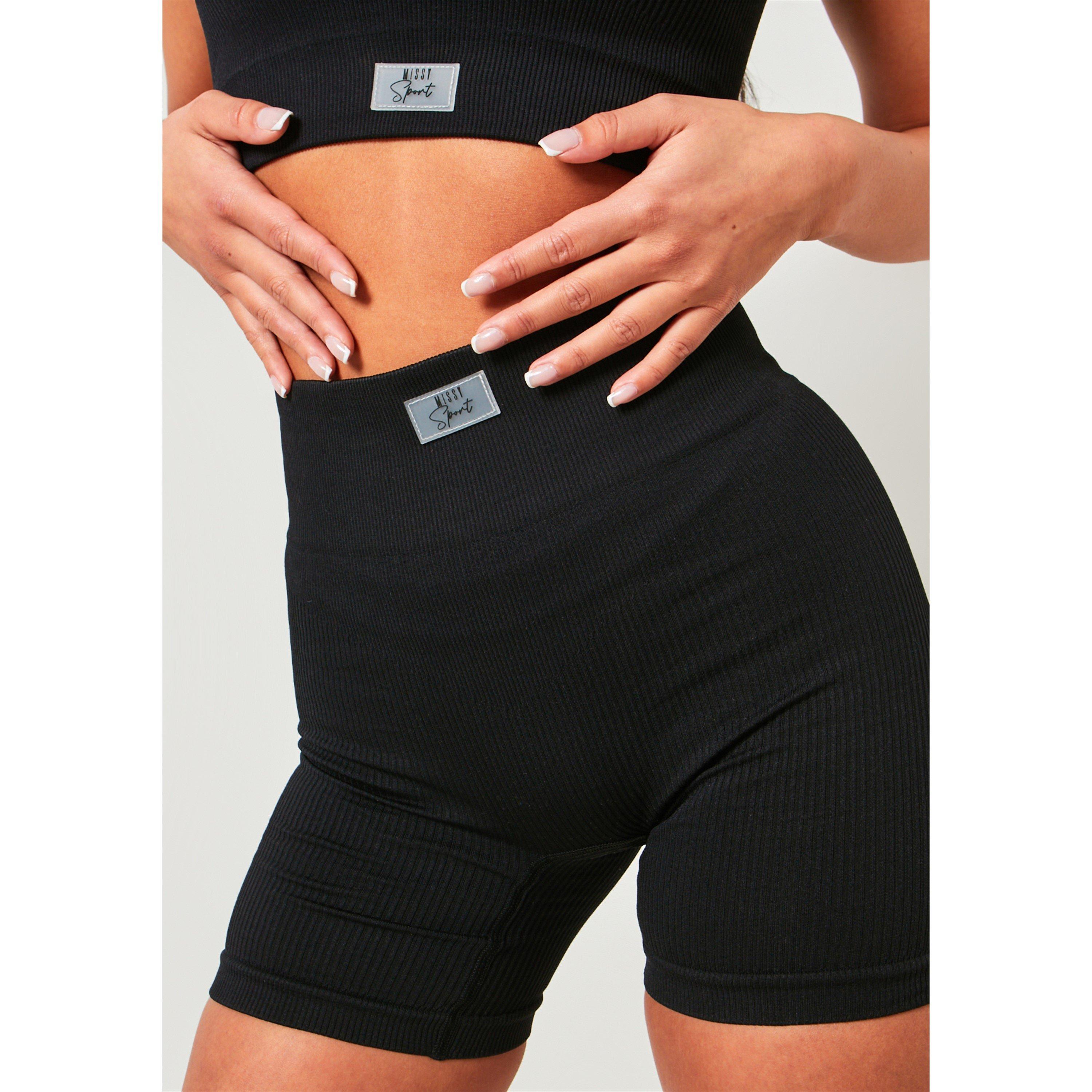 Sort - Missy Empire - Black Missy Sport Ribbed High Waisted Cycle Short - 2