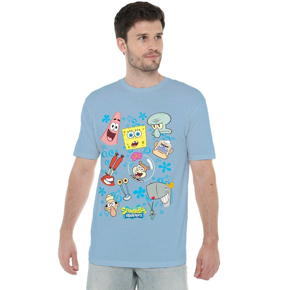 Light Blue - Spongebob - Spongebob Character Faces T-Shirt Light Blue - 1