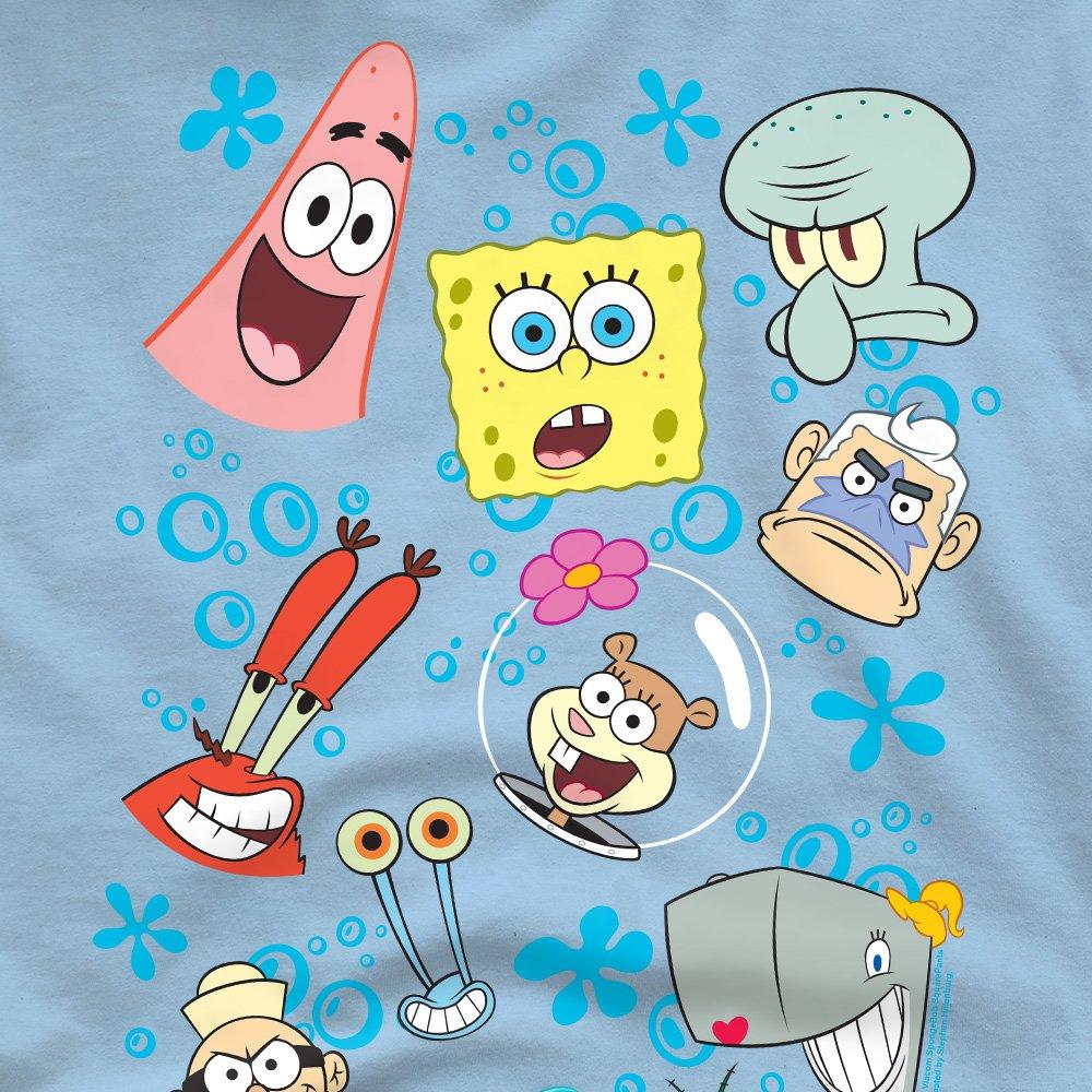 Light Blue - Spongebob - Spongebob Character Faces T-Shirt Light Blue - 2