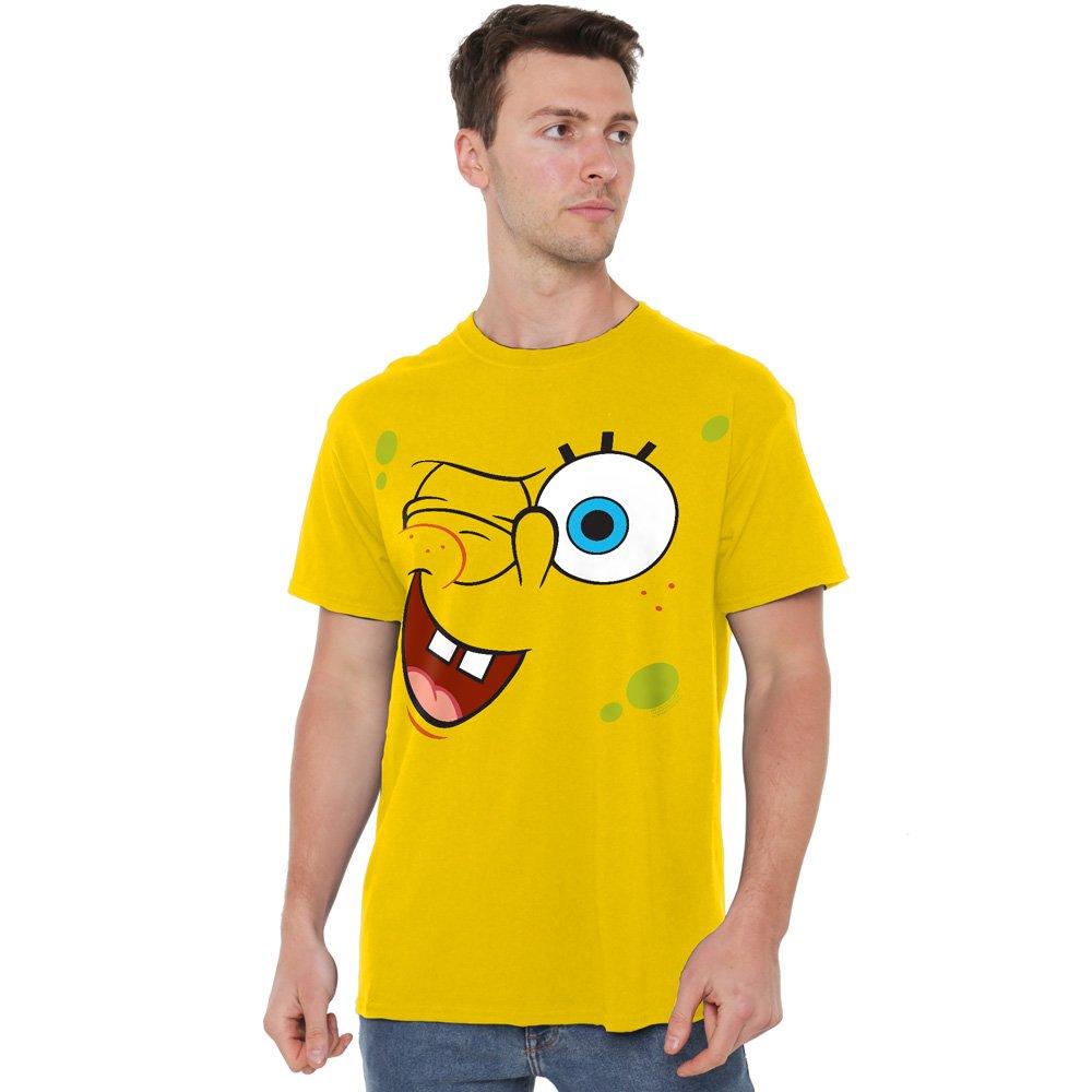 Yellow - Spongebob - Spongebob Winking Face Unisex Adult T Shirt Yello - 1