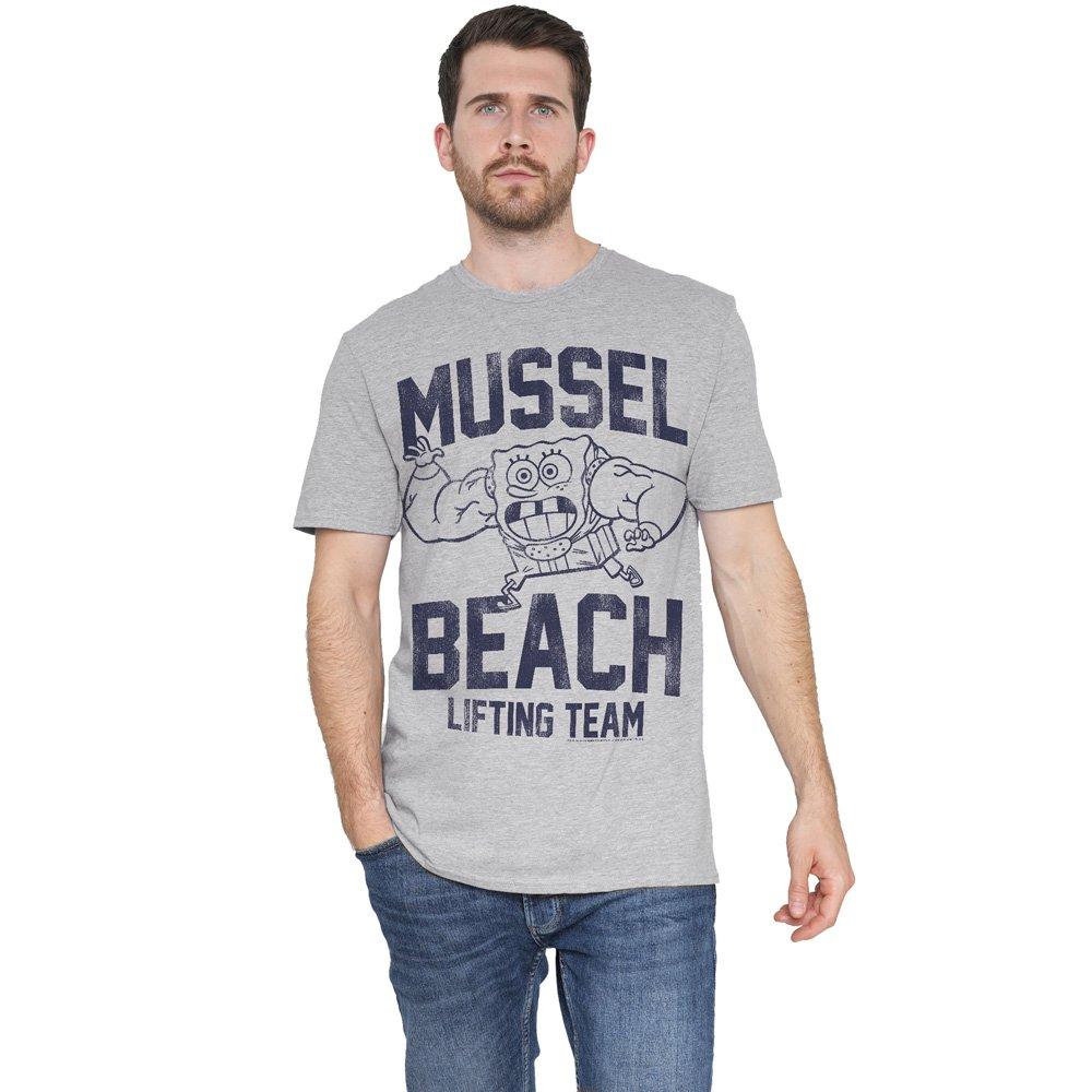 Spongebob Men's Mussle Beach Lifting Team T-Shirt Athle - Light Grey - XL