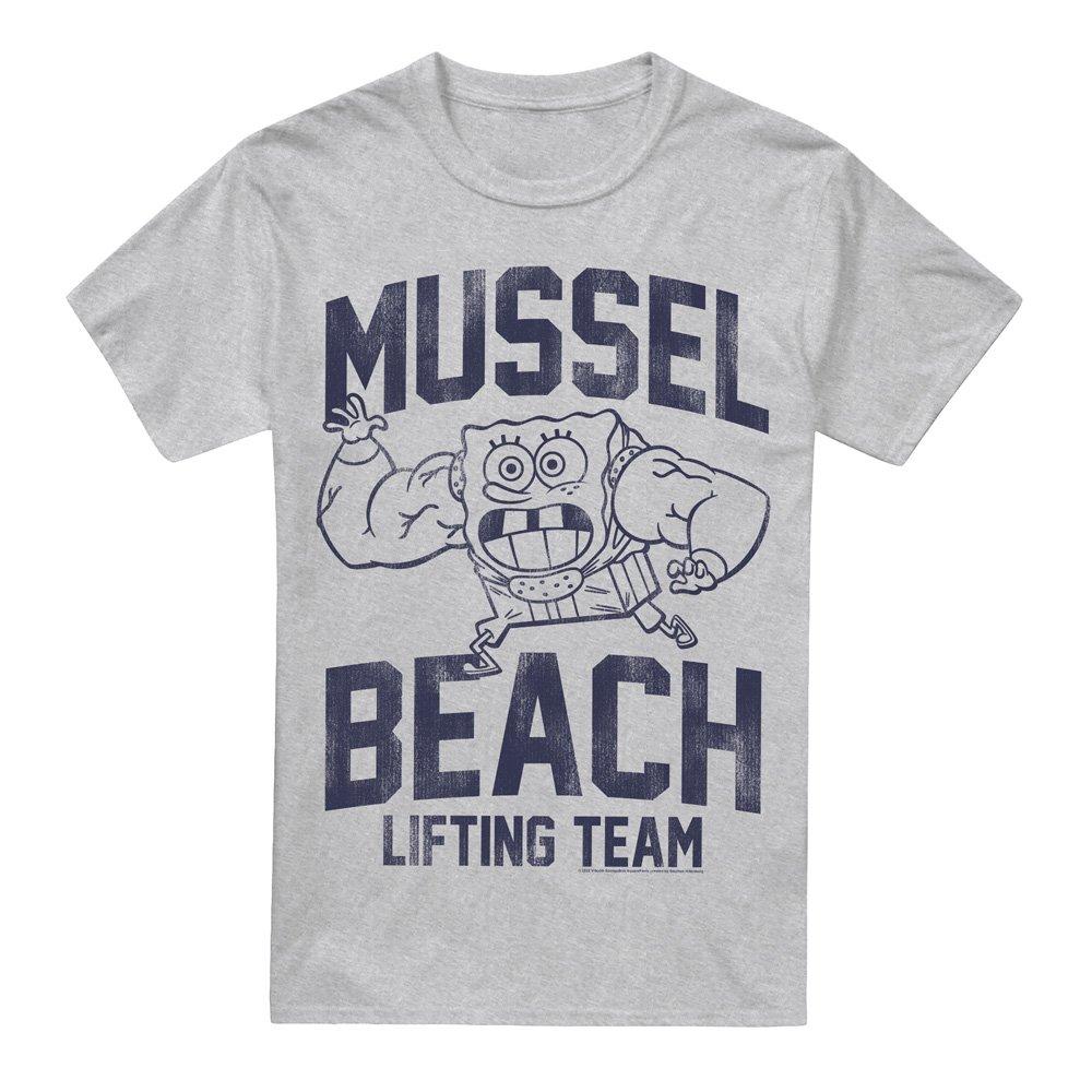 Light Grey - Spongebob - Spongebob Mussle Beach Lifting Team T-Shirt Athle - 4