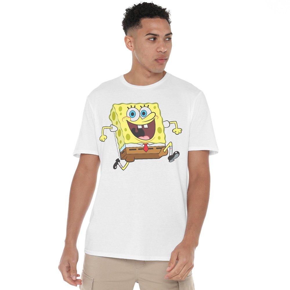 White - Spongebob - Spongebob Happy Running Spongebob T-Shirt White - 1