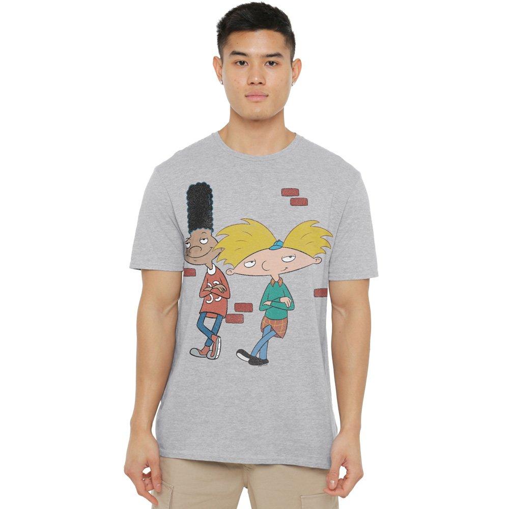 Light Grey - Nickelodeon - Hey Arnold Arnold And Gerald Leaning Unisex T Shir - 1