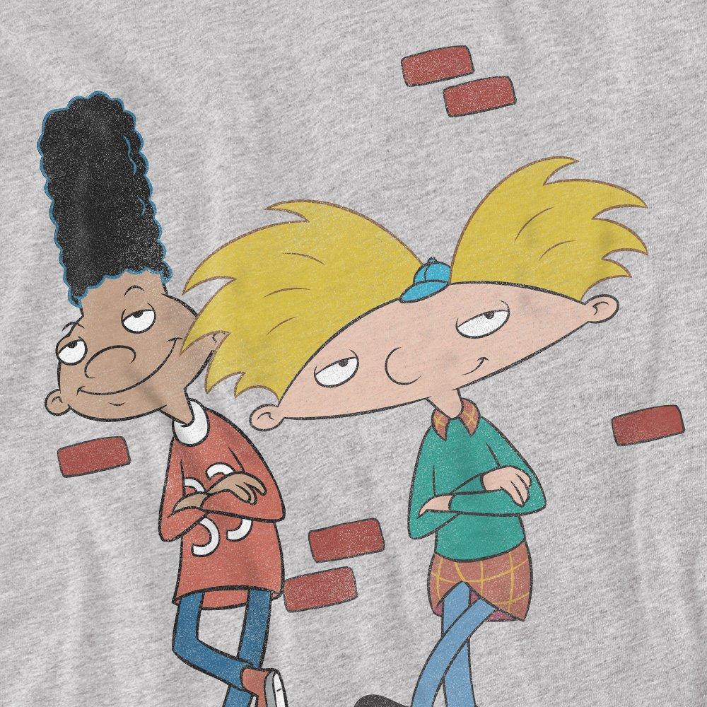 Light Grey - Nickelodeon - Hey Arnold Arnold And Gerald Leaning Unisex T Shir - 2