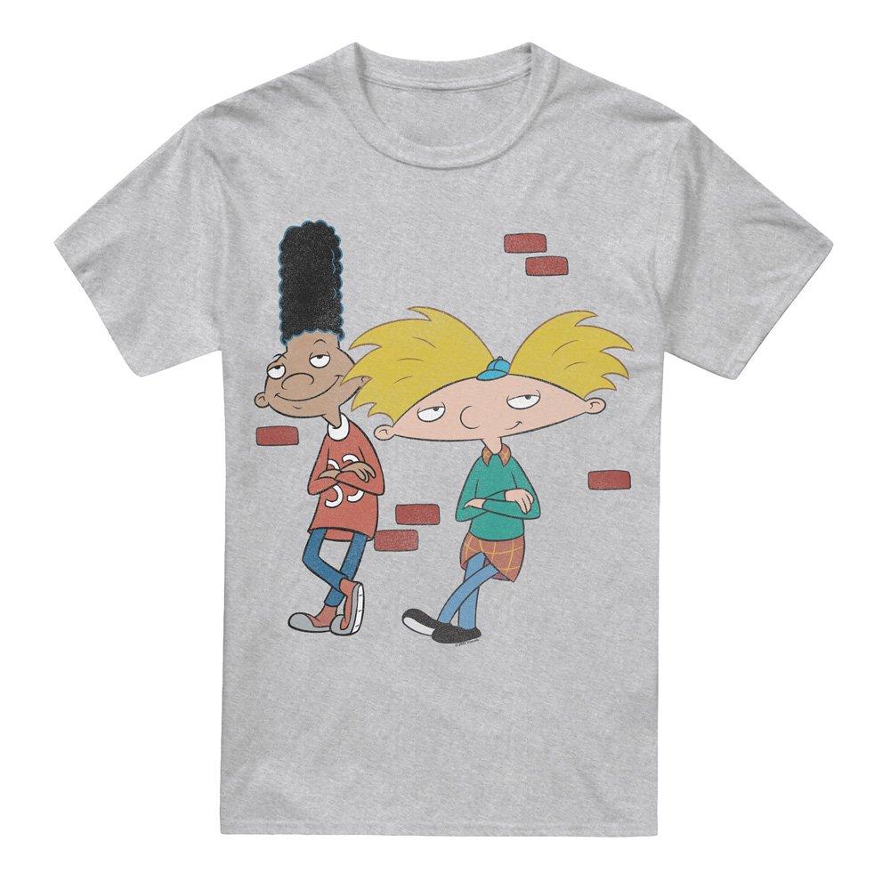 Light Grey - Nickelodeon - Hey Arnold Arnold And Gerald Leaning Unisex T Shir - 4