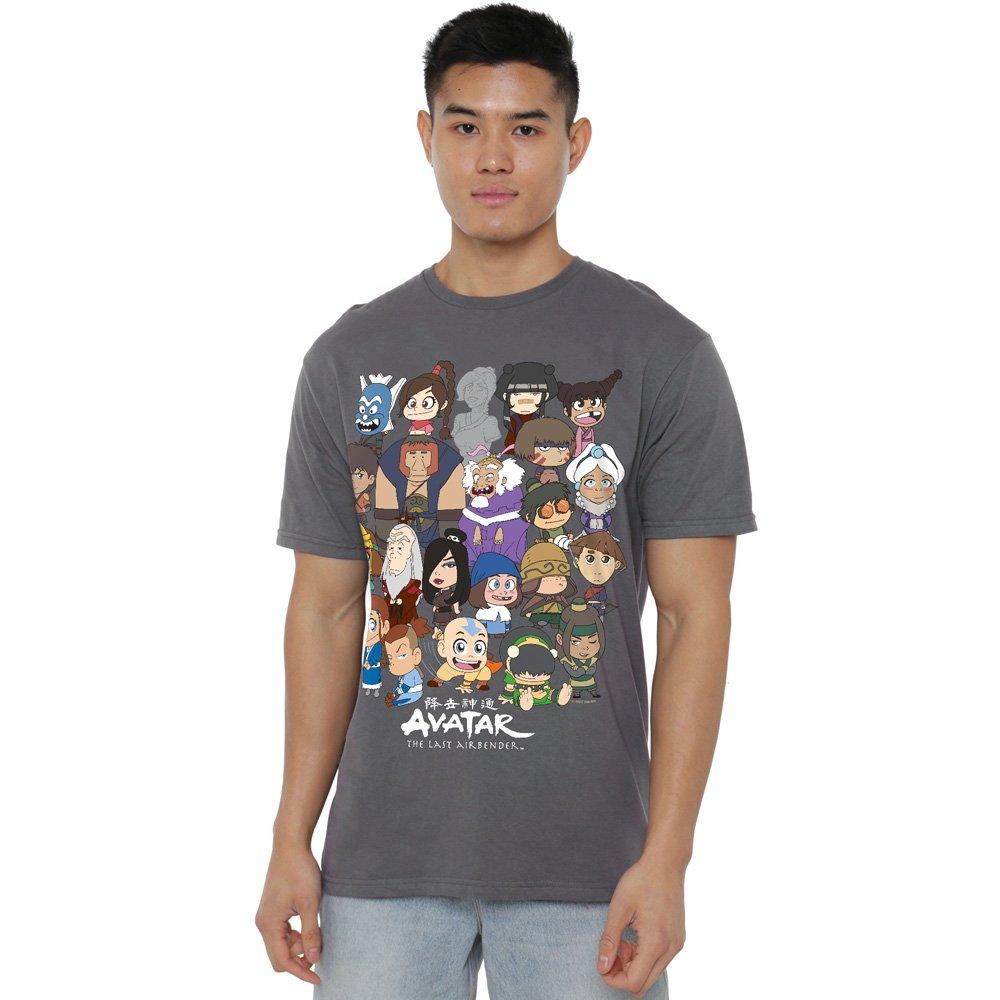 Nickelodeon Men's Avatar The Last Airbender Chibi Group T-Shirt Cha - Charcoal - XXL