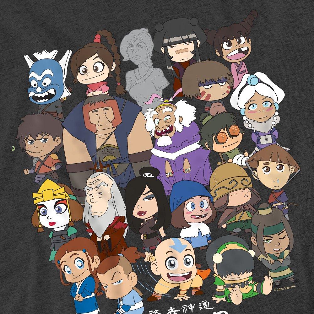 Charcoal - Nickelodeon - Avatar The Last Airbender Chibi Group T-Shirt-Char - 2