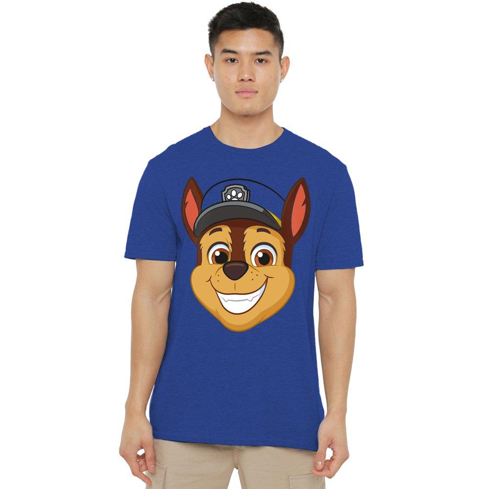 Paw Patrol Men's Chase Grin T-Shirt- Blue Royal - XXL