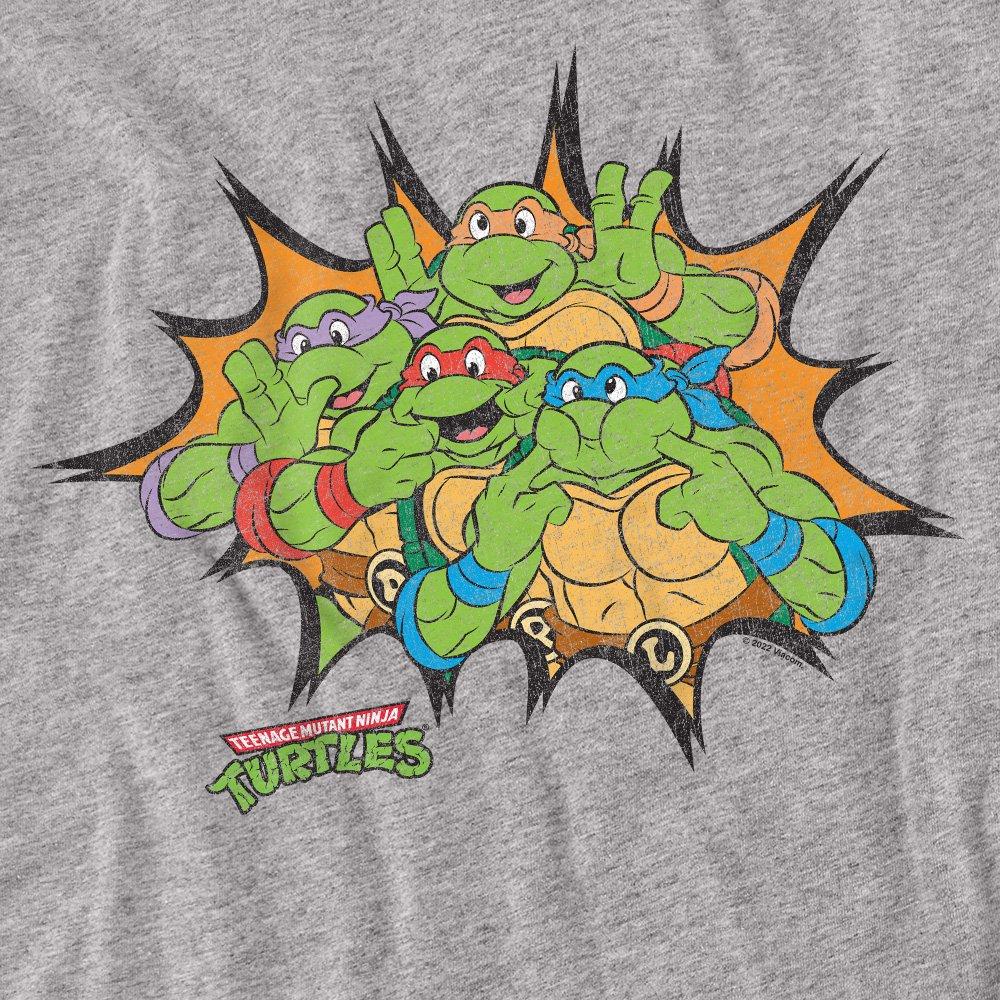 Grey - Teenage Mutant Ninja Turtles - Tmnt Funny Face Turtles Long Sleeve T-Shirt Athle - 2