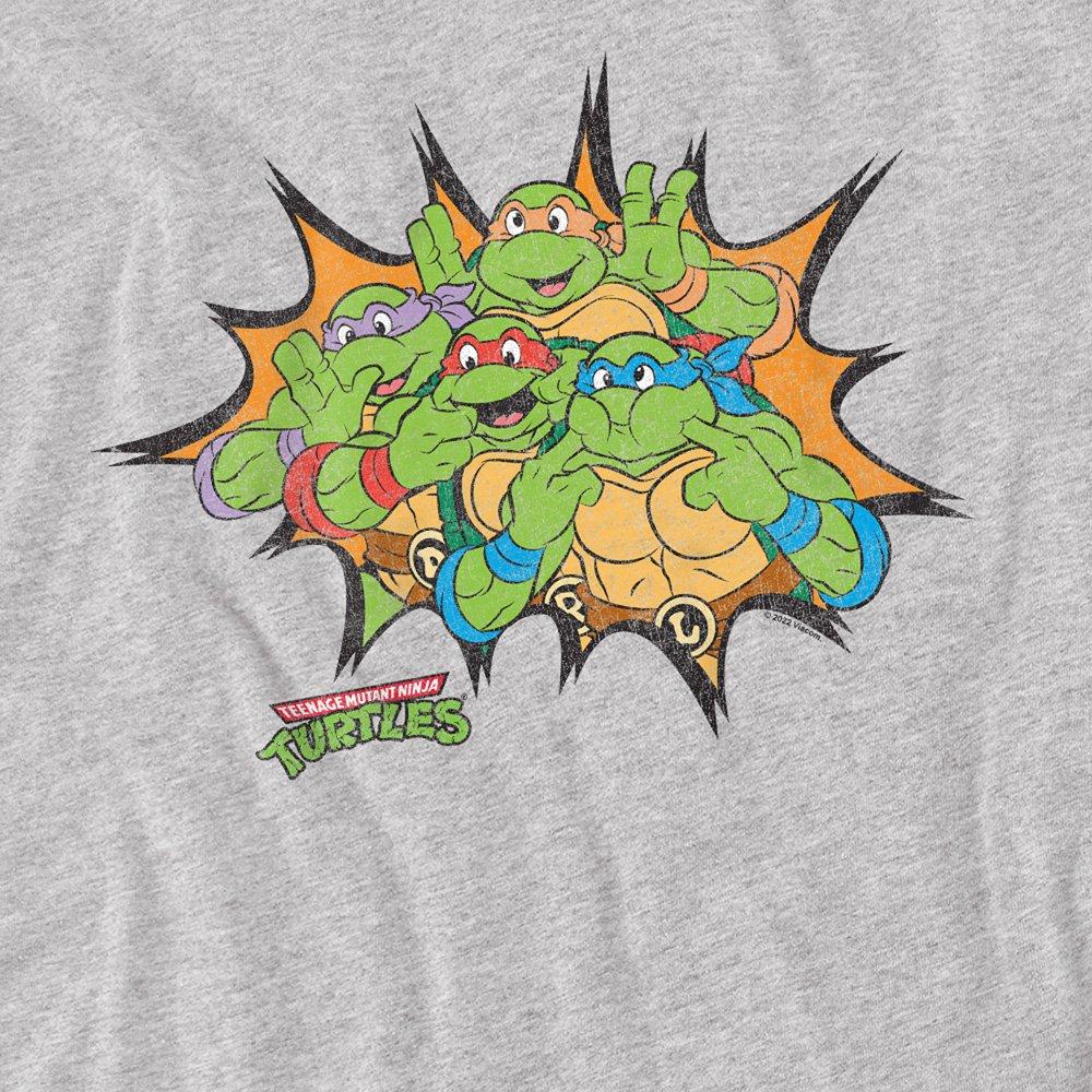 Light Grey - Teenage Mutant Ninja Turtles - Tmnt Funny Face Turtles T Shirt Athletic Heather - 2