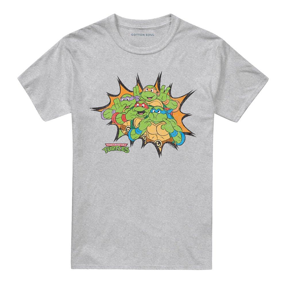 Light Grey - Teenage Mutant Ninja Turtles - Tmnt Funny Face Turtles T Shirt Athletic Heather - 4