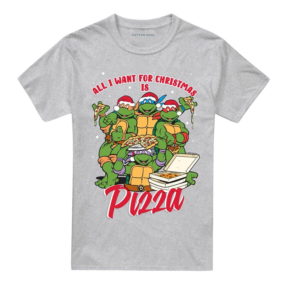 Light Grey - Teenage Mutant Ninja Turtles - Teenage Mutant Ninja Turtles Christmas Pizza T Shi - 4