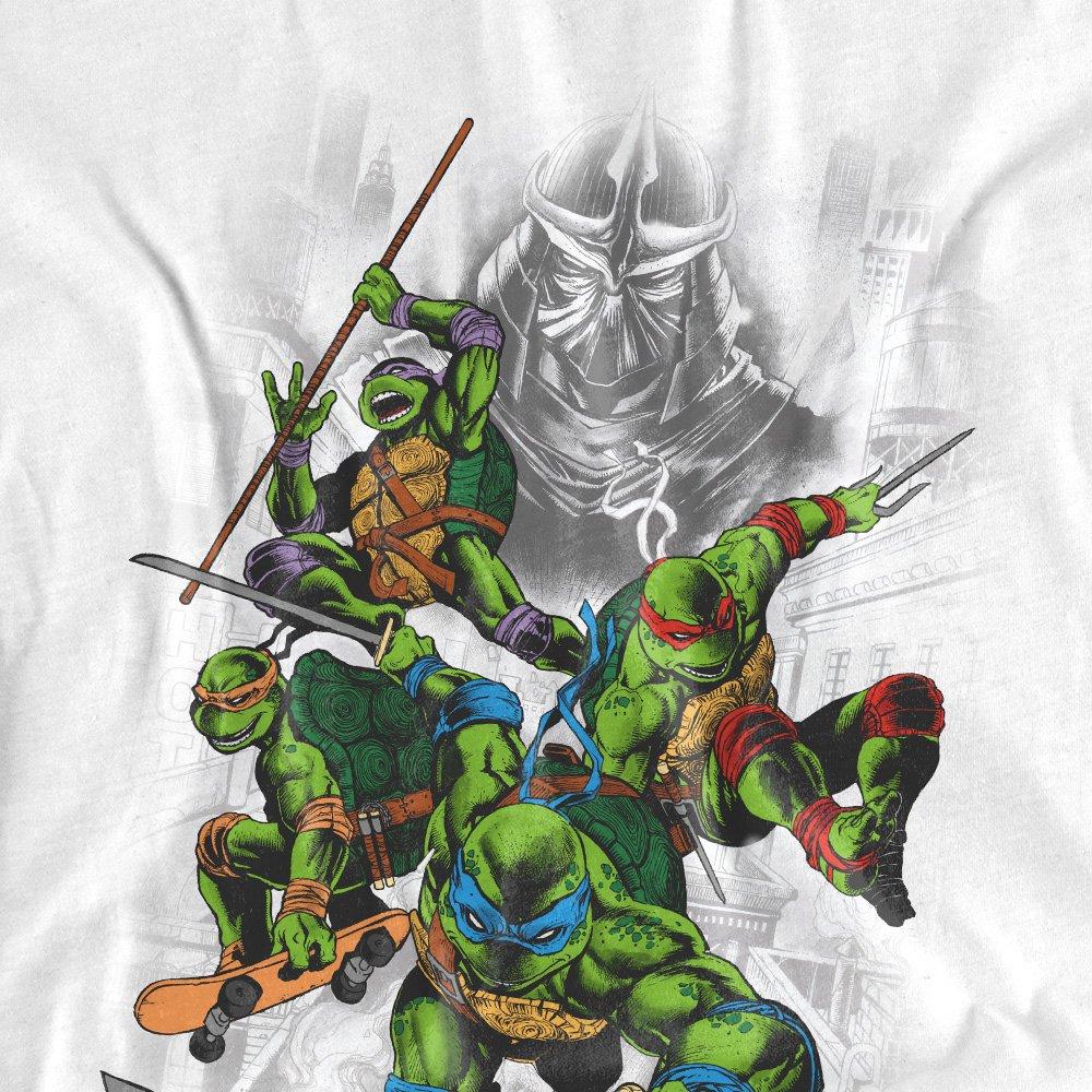 White - Teenage Mutant Ninja Turtles - Tmnt Shredder And Turtles Comic Mens Long Sleeve T - 2