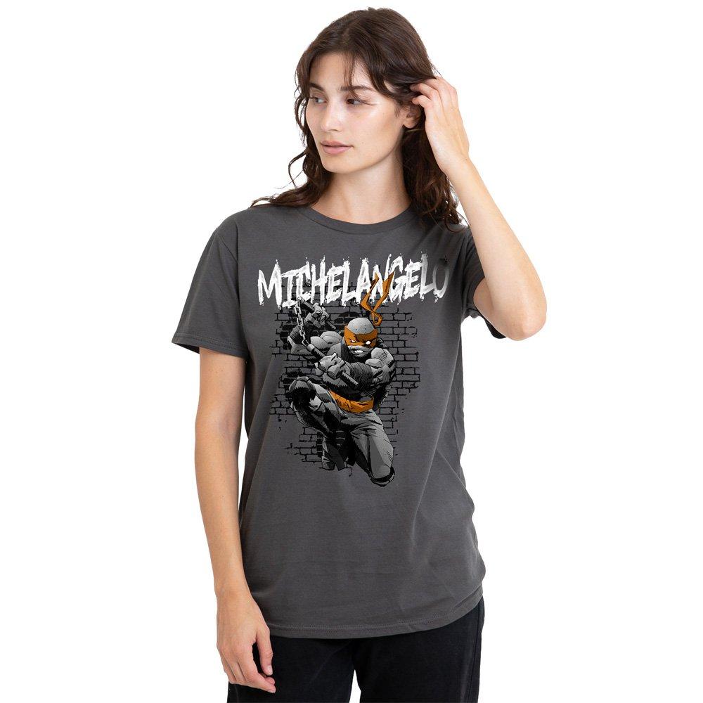 Charcoal - Teenage Mutant Ninja Turtles - TMNT TMNT Michelangelo Ladies T Shirt Charcoal - 1