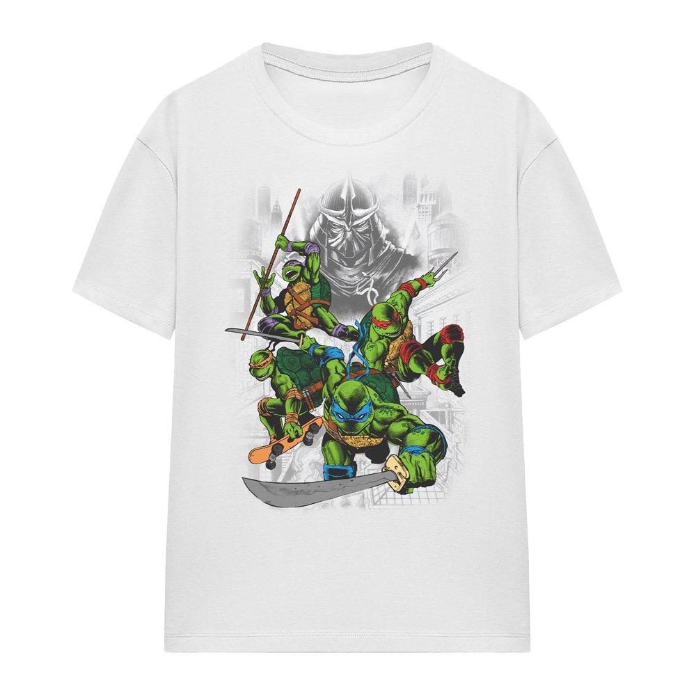 White - Teenage Mutant Ninja Turtles - TMNT Shredder And Turtles Comic Ladies T Shirt Wh - 4
