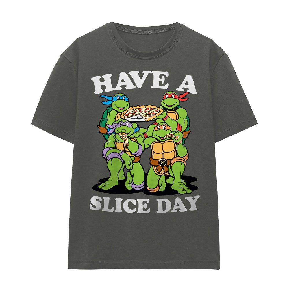 Charcoal - Teenage Mutant Ninja Turtles - TMNT Have A Slice Day Ladies T Shirt Charcoal - 4