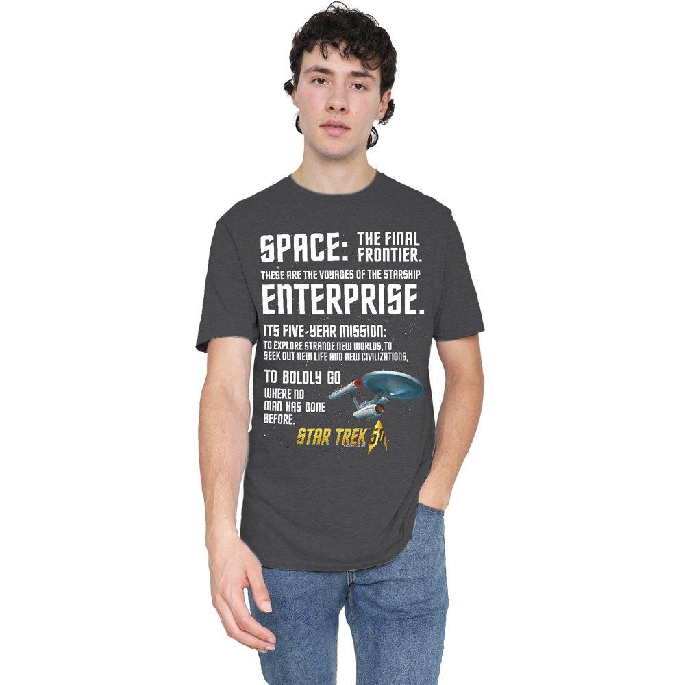 Charcoal - Star Trek - Star Trek Intro-Adult Heather Black - 1