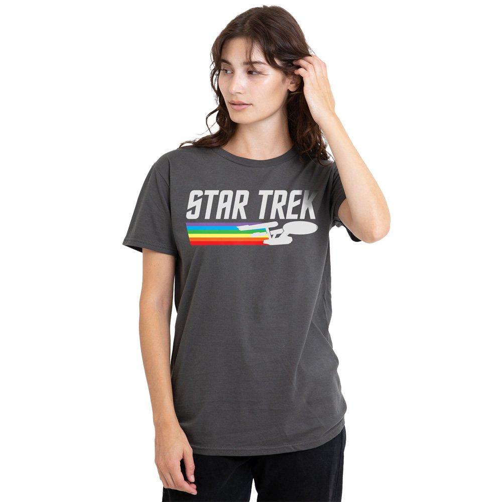 Charcoal - Star Trek - Star Trek Rainbow Trail Ladies T Shirt Charcoal - 1