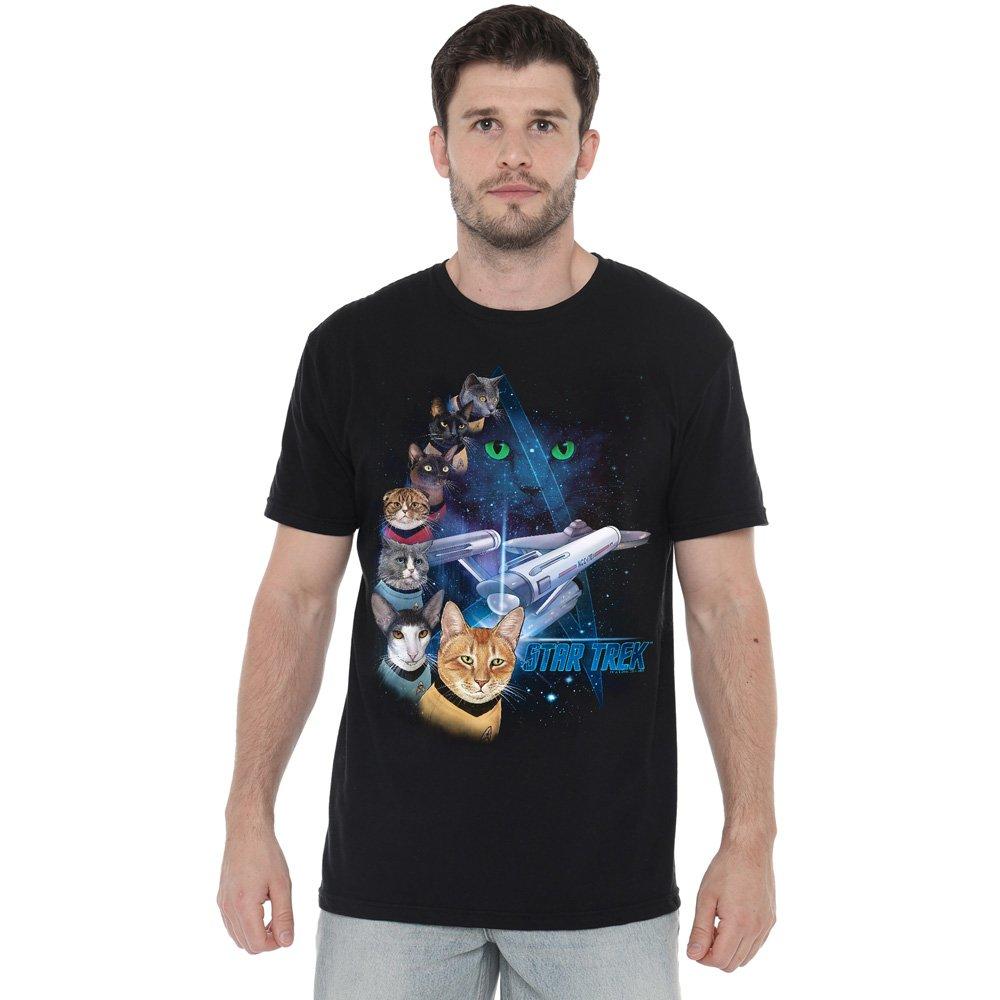 Black - Star Trek - Star Trek Feline Galaxy T Shirt Black - 1