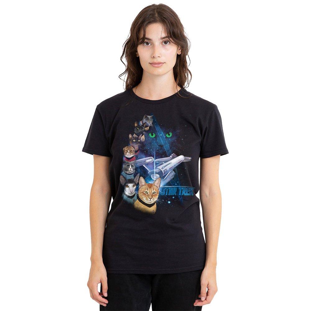 Black - Star Trek - Star Trek Feline Galaxy Ladies T Shirt Black - 1