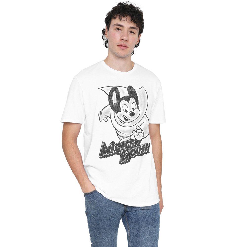 White - Other - Mighty Mouse Mighty Sketch Unisex T Shirt White - 1