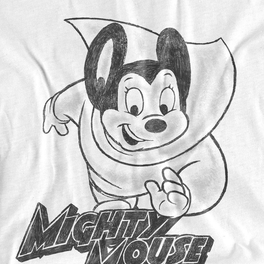 White - Other - Mighty Mouse Mighty Sketch Unisex T Shirt White - 2