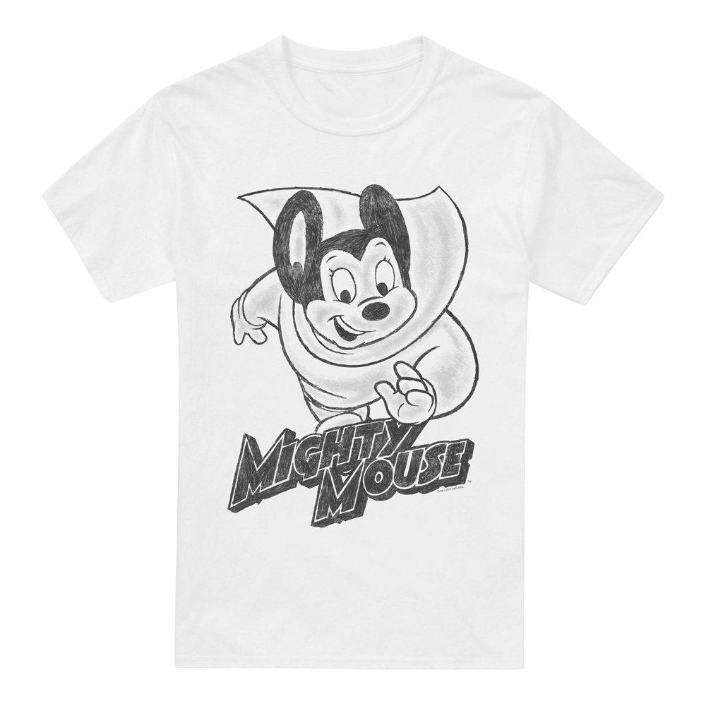 White - Other - Mighty Mouse Mighty Sketch Unisex T Shirt White - 4