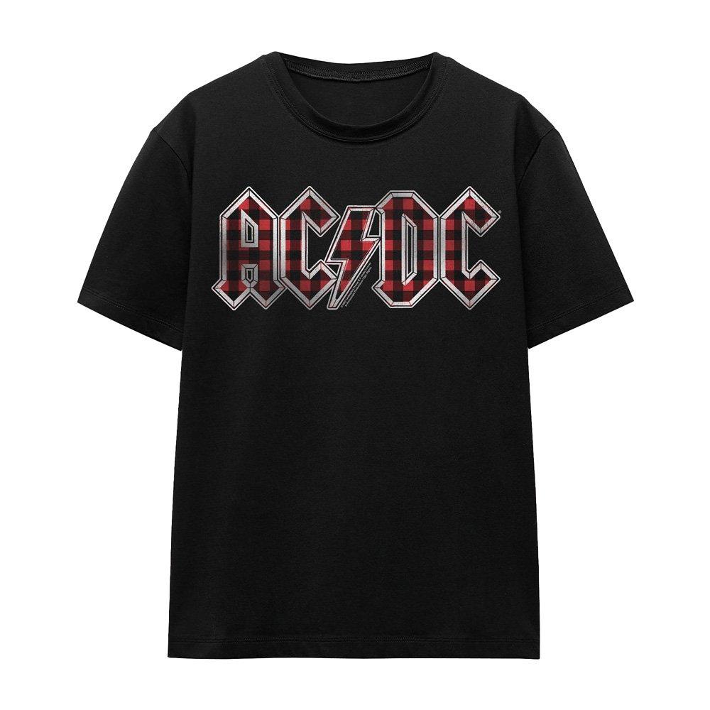 Black - ACDC - AC DC Plaid Logo T-Shirt Black - 4