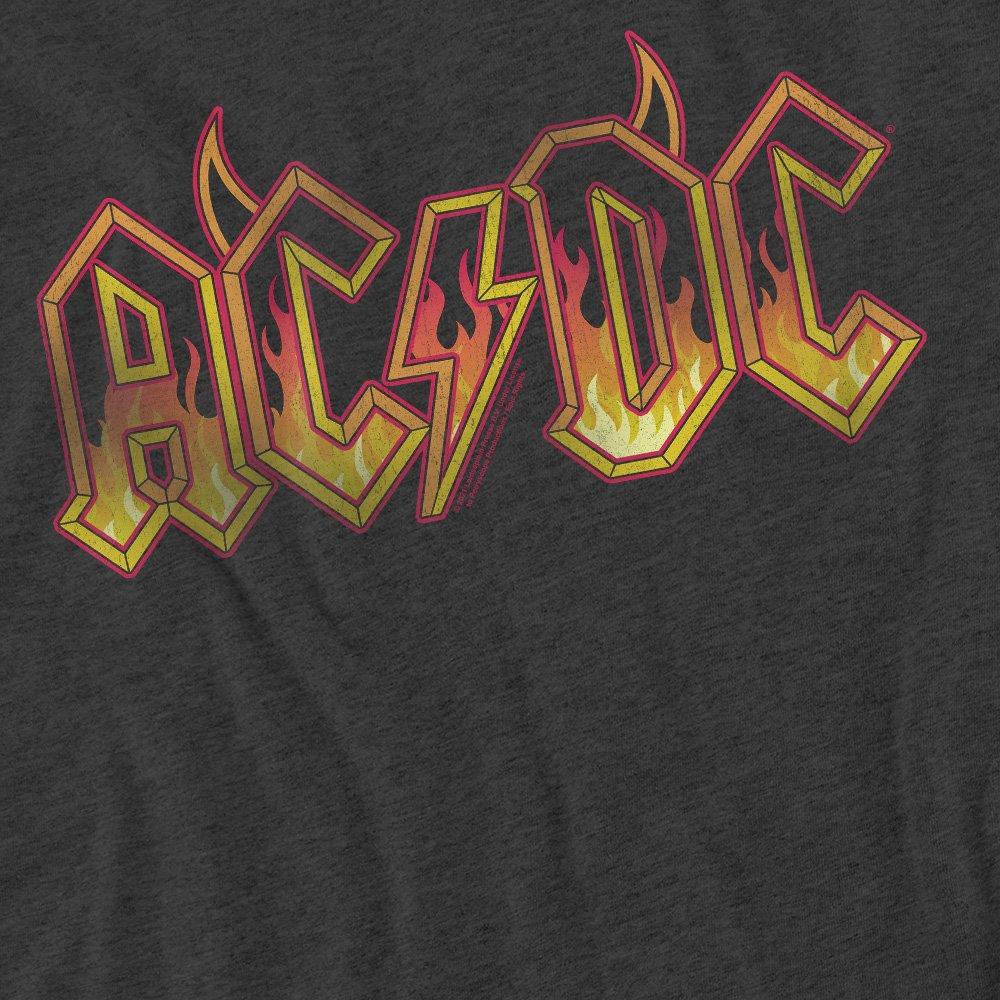 Charcoal - ACDC - AC DC Fire Logo-Adult Heather Black - 2