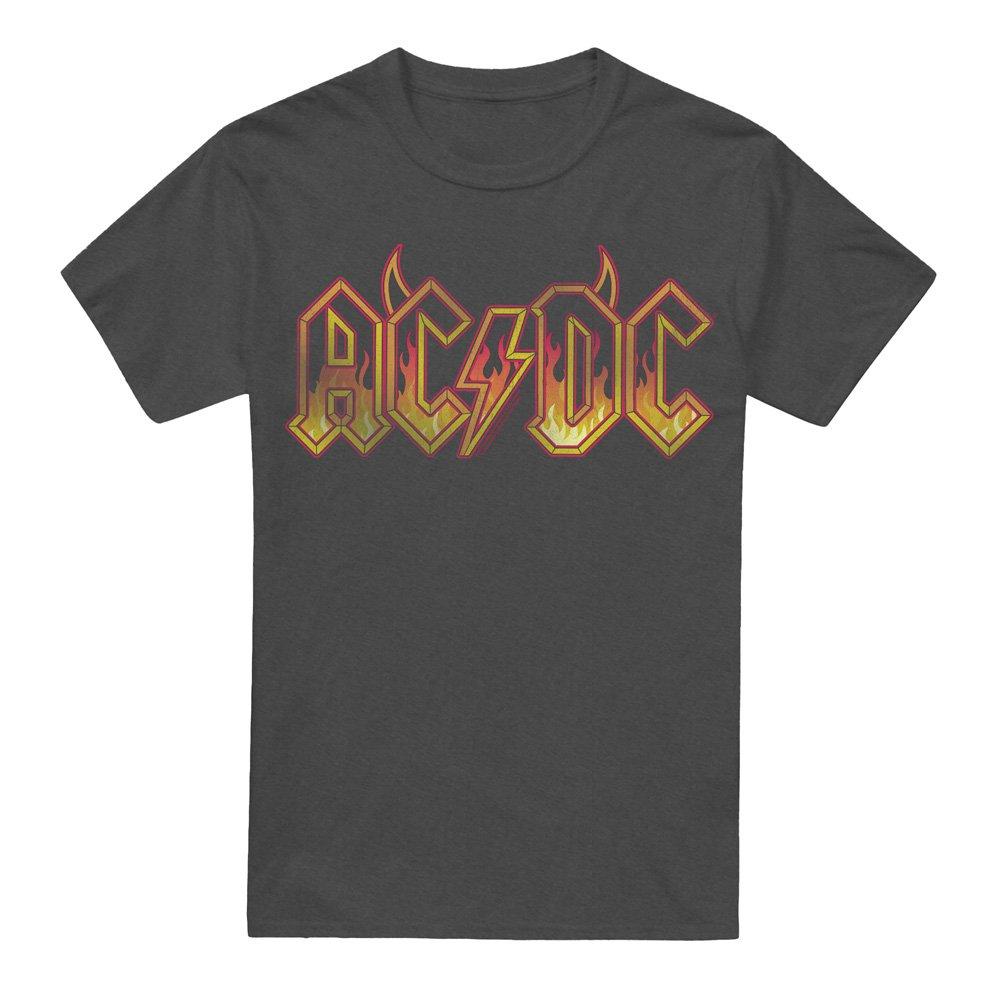 Charcoal - ACDC - AC DC Fire Logo-Adult Heather Black - 4