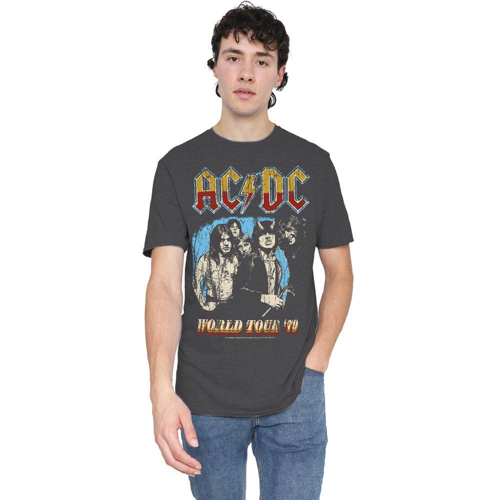 Charcoal - ACDC - AC DC World Tour 79-Adult Heather Black - 1