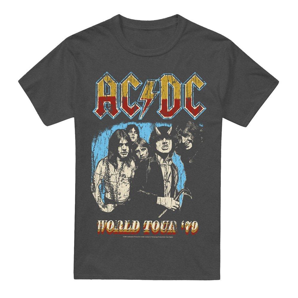 Charcoal - ACDC - AC DC World Tour 79-Adult Heather Black - 4