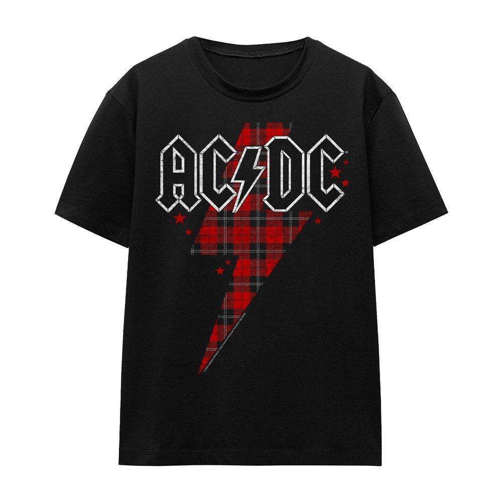 Black - ACDC - AC DC Plaid Bolt T-Shirt Black - 4