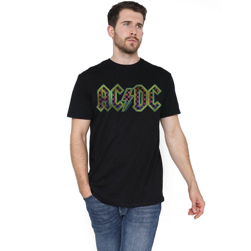 Black - ACDC - AC DC Checkerboard Gradient Logo Unisex T Shirt B - 1