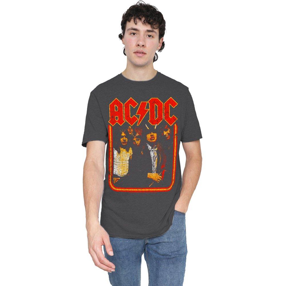 Charcoal - ACDC - AC DC Group Distressed-Adult Heather Black - 1
