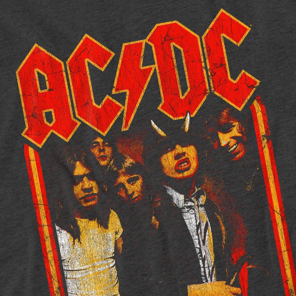 Charcoal - ACDC - AC DC Group Distressed-Adult Heather Black - 2