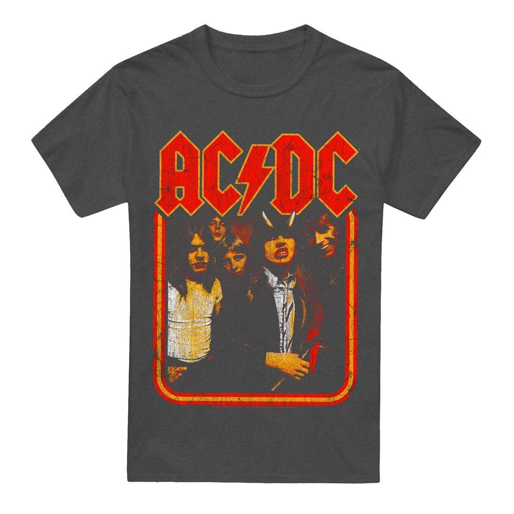 Charcoal - ACDC - AC DC Group Distressed-Adult Heather Black - 4