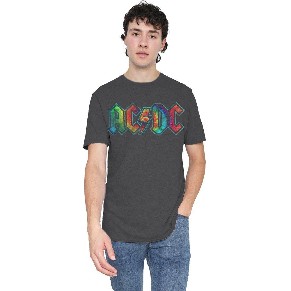 Charcoal - ACDC - AC DC Tie Dye Logo-Adult Heather Black - 1