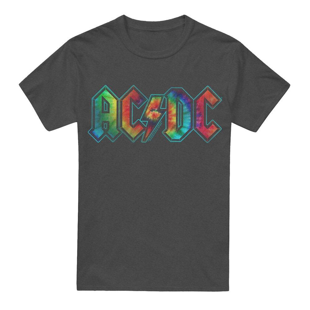 Charcoal - ACDC - AC DC Tie Dye Logo-Adult Heather Black - 4